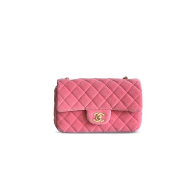 CHANEL MINI CLASSIC HANDBAG VELVET (20*12*6cm)